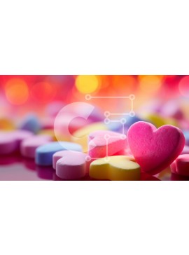 Intra Συλλεκτικό Ξύλινο Παζλ Plywood  4mm - Πολύχρωμα ζαχαρωτά σε σχήμα καρδιάς στο τραπέζι Σε Ξύλινο Κουτί - Διαστάσεις Puzzle: 10x10 cm – 25 κομμάτια