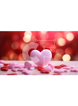 Intra Συλλεκτικό Ξύλινο Παζλ Plywood  4mm - Ροζ καρδιά με φόντο κόκκινο και ροζ καρδιές Σε Ξύλινο Κουτί - Διαστάσεις Puzzle: 10x10 cm – 25 κομμάτια