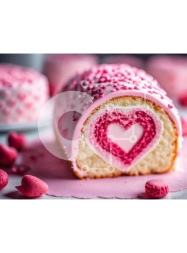 Σετ των 2 Intra Συλλεκτικό Ξύλινο Παζλ Plywood  4mm - Κέικ σε σχήμα καρδιάς με ροζ και λευκό πάγωμα Σε Ξύλινο Κουτί - Διαστάσεις: 10x10 cm – 25 κομμάτια