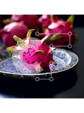 Σετ των 2 Intra Συλλεκτικό Ξύλινο Παζλ Plywood  4mm - Ζωντανό και πολύχρωμο φρούτο δράκου σε ένα κομψό μαύρο πιάτο Σε Ξύλινο Κουτί - Διαστάσεις: 10x10 cm – 25 κομμάτια