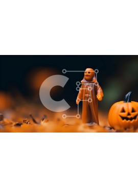 Intra Συλλεκτικό Ξύλινο Παζλ Plywood  4mm - Πορτοκαλί φιγούρα παιχνιδιού με κολοκύθα και φύλλα Σε Ξύλινο Κουτί - Διαστάσεις Puzzle: 10x10 cm – 25 κομμάτια