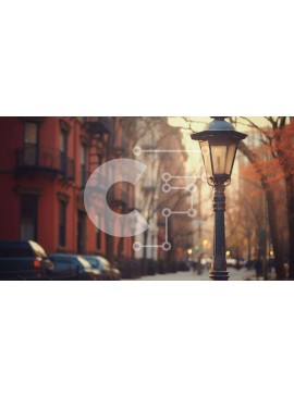 Intra Συλλεκτικό Ξύλινο Παζλ Plywood  4mm - Urban Street με φανοστάτη και παρκαρισμένα αυτοκίνητα Σε Ξύλινο Κουτί - Διαστάσεις Puzzle: 10x10 cm – 25 κομμάτια