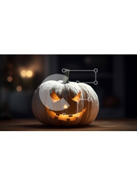 Intra Συλλεκτικό Ξύλινο Παζλ Plywood  4mm - Σκαλιστή κολοκύθα με κεριά σε ξύλινο τραπέζι Σε Ξύλινο Κουτί - Διαστάσεις Puzzle: 10x10 cm – 25 κομμάτια