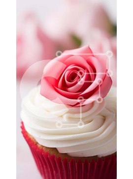Intra Συλλεκτικό Ξύλινο Παζλ Plywood  4mm - Διακοσμημένο Cupcake με ροζ τριαντάφυλλο και λουλούδια Σε Ξύλινο Κουτί - Διαστάσεις: 10x10 cm – 25 κομμάτια