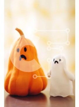 Intra Συλλεκτικό Ξύλινο Παζλ Plywood  4mm - Θλιμμένα ειδώλια κολοκύθας και φαντασμάτων από πηλό Σε Ξύλινο Κουτί - Διαστάσεις Puzzle: 10x10 cm – 25 κομμάτια