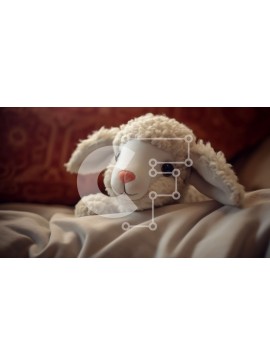 Intra Συλλεκτικό Ξύλινο Παζλ Plywood  4mm - Λευκό γεμιστό αρνί σε κρεβάτι Σε Ξύλινο Κουτί - Διαστάσεις Puzzle: 10x10 cm – 25 κομμάτια