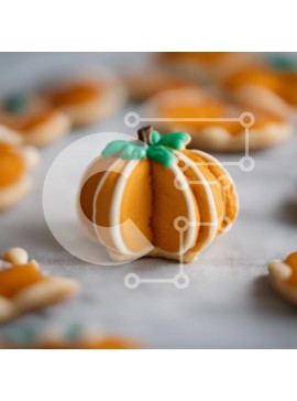 Σετ των 2 Intra Συλλεκτικό Ξύλινο Παζλ Plywood  4mm - Ομάδα μπισκότων σε σχήμα κολοκύθας σε πορτοκαλί φόντο Σε Ξύλινο Κουτί - Διαστάσεις: 10x10 cm – 25 κομμάτια