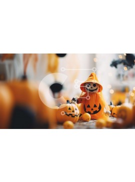 Intra Συλλεκτικό Ξύλινο Παζλ Plywood  4mm - Κούκλα αποκριών που κάθεται στις κολοκύθες Σε Ξύλινο Κουτί - Διαστάσεις Puzzle: 10x10 cm – 25 κομμάτια