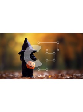 Intra Συλλεκτικό Ξύλινο Παζλ Plywood  4mm - Μικρό ειδώλιο μάγισσας σε φθινοπωρινό σκηνικό Σε Ξύλινο Κουτί - Διαστάσεις Puzzle: 10x10 cm – 25 κομμάτια