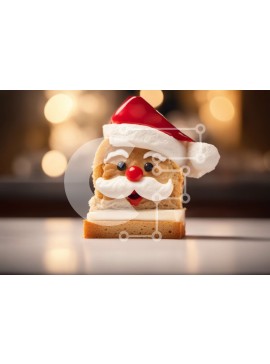 Σετ των 2 Intra Συλλεκτικό Ξύλινο Παζλ Plywood  4mm - Μπισκότο Άγιου Βασίλη σε ένα κέικ Σε Ξύλινο Κουτί - Διαστάσεις: 10x10 cm – 25 κομμάτια