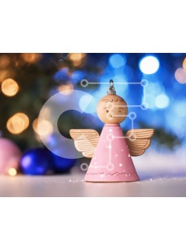 Intra Συλλεκτικό Ξύλινο Παζλ Plywood  4mm - Εορταστικό Χριστουγεννιάτικο ειδώλιο αγγέλου με στολίδια και διακοσμητικά Σε Ξύλινο Κουτί - Διαστάσεις Puzzle: 10x10 cm – 25 κομμάτια