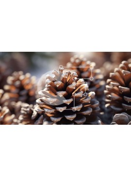 Intra Συλλεκτικό Ξύλινο Παζλ Plywood  4mm - Κοντινό πλάνο κουκουνάρια καλυμμένα με παγετό Σε Ξύλινο Κουτί - Διαστάσεις: 10x10 cm – 25 κομμάτια