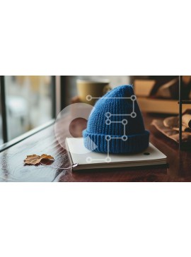 Intra Συλλεκτικό Ξύλινο Παζλ Plywood  4mm - Μπλε πλεκτό καπέλο και ανοιχτό βιβλίο με φύλλο Σε Ξύλινο Κουτί - Διαστάσεις Puzzle: 10x10 cm – 25 κομμάτια