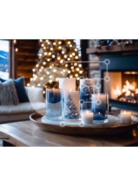 Intra Συλλεκτικό Ξύλινο Παζλ Plywood  4mm - Διακοσμημένο σαλόνι με κεριά Σε Ξύλινο Κουτί - Διαστάσεις Puzzle: 10x10 cm – 25 κομμάτια