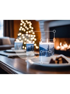 Intra Συλλεκτικό Ξύλινο Παζλ Plywood  4mm - Εορταστικό σαλόνι με κεριά, κέικ και τζάκι Σε Ξύλινο Κουτί - Διαστάσεις Puzzle: 10x10 cm – 25 κομμάτια