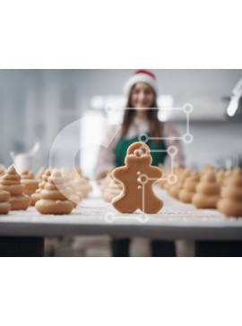 Σετ των 2 Intra Συλλεκτικό Ξύλινο Παζλ Plywood  4mm - Γυναίκα που διακοσμεί τα μπισκότα με μελόψωμο Σε Ξύλινο Κουτί - Διαστάσεις: 10x10 cm – 25 κομμάτια