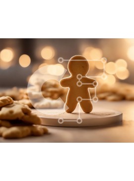 Σετ των 2 Intra Συλλεκτικό Ξύλινο Παζλ Plywood  4mm - Gingerbread Man με μπισκότα στο τραπέζι Σε Ξύλινο Κουτί - Διαστάσεις: 10x10 cm – 25 κομμάτια