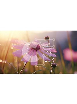 Intra Συλλεκτικό Ξύλινο Παζλ Plywood  4mm - Ροζ λουλούδι με σταγονίδια δροσιάς στα χλοώδη λιβάδια Σε Ξύλινο Κουτί - Διαστάσεις: 10x10 cm – 25 κομμάτια