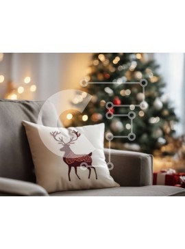 Intra Συλλεκτικό Ξύλινο Παζλ Plywood  4mm - Γκρίζος καναπές με χριστουγεννιάτικο δέντρο και διακοσμητικά Σε Ξύλινο Κουτί - Διαστάσεις Puzzle: 10x10 cm – 25 κομμάτια