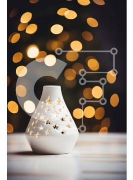 Intra Συλλεκτικό Ξύλινο Παζλ Plywood  4mm - Λευκό βάζο με διακοσμητικά σε σχήμα αστεριού Σε Ξύλινο Κουτί - Διαστάσεις Puzzle: 10x10 cm – 25 κομμάτια