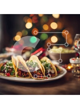 Σετ των 2 Intra Συλλεκτικό Ξύλινο Παζλ Plywood  4mm - Νόστιμα Tacos σε λευκό πιάτο με ποτήρια κρασί Σε Ξύλινο Κουτί - Διαστάσεις: 10x10 cm – 25 κομμάτια