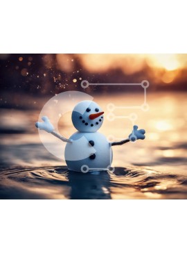 Intra Συλλεκτικό Ξύλινο Παζλ Plywood  4mm - Παιχνίδι χιονάνθρωπος που επιπλέει στο νερό Σε Ξύλινο Κουτί - Διαστάσεις Puzzle: 10x10 cm – 25 κομμάτια