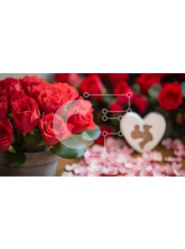 Intra Συλλεκτικό Ξύλινο Παζλ Plywood  4mm - Ρομαντική διακόσμηση του Αγίου Βαλεντίνου με κόκκινα τριαντάφυλλα Σε Ξύλινο Κουτί - Διαστάσεις Puzzle: 10x10 cm – 25 κομμάτια