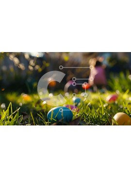 Intra Συλλεκτικό Ξύλινο Παζλ Plywood  4mm - Πολύχρωμα Πασχαλινά αυγά στη χλόη Σε Ξύλινο Κουτί - Διαστάσεις Puzzle: 10x10 cm – 25 κομμάτια