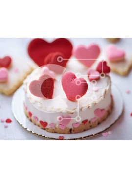 Σετ των 2 Intra Συλλεκτικό Ξύλινο Παζλ Plywood  4mm - Τούρτα του Αγίου Βαλεντίνου με στολίδια καρδιάς και μπισκότα Σε Ξύλινο Κουτί - Διαστάσεις: 10x10 cm – 25 κομμάτια