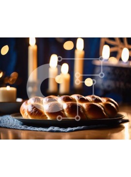 Σετ των 2 Intra Συλλεκτικό Ξύλινο Παζλ Plywood  4mm - Πιάτο πλεκτό ψωμί με κεριά για τον εορτασμό του Χανουκά ή του Πάσχα Σε Ξύλινο Κουτί - Διαστάσεις: 10x10 cm – 25 κομμάτια