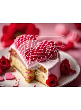 Σετ των 2 Intra Συλλεκτικό Ξύλινο Παζλ Plywood  4mm - Τούρτα του Αγίου Βαλεντίνου σε σχήμα καρδιάς με κόκκινα και λευκά διακοσμητικά Σε Ξύλινο Κουτί - Διαστάσεις: 10x10 cm – 25 κομμάτια