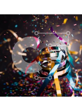 Intra Συλλεκτικό Ξύλινο Παζλ Plywood  4mm - Πολύχρωμες κορδέλες και κομφετί που πέφτουν από το ταβάνι Σε Ξύλινο Κουτί - Διαστάσεις Puzzle: 10x10 cm – 25 κομμάτια