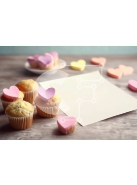 Σετ των 2 Intra Συλλεκτικό Ξύλινο Παζλ Plywood  4mm - Cupcakes με διακοσμήσεις καρδιάς σε κενό φόντο Σε Ξύλινο Κουτί - Διαστάσεις: 10x10 cm – 25 κομμάτια