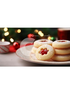 Σετ των 2 Intra Συλλεκτικό Ξύλινο Παζλ Plywood  4mm - Μπισκότα διακοπών σε ένα λευκό πιάτο Σε Ξύλινο Κουτί - Διαστάσεις: 10x10 cm – 25 κομμάτια