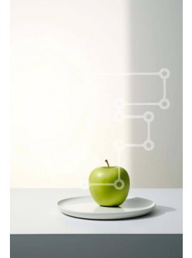 Σετ των 2 Intra Συλλεκτικό Ξύλινο Παζλ Plywood  4mm - Πράσινο μήλο στο άσπρο πιάτο Σε Ξύλινο Κουτί - Διαστάσεις: 10x10 cm – 25 κομμάτια