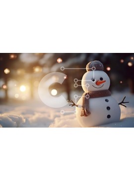 Intra Συλλεκτικό Ξύλινο Παζλ Plywood  4mm - Χιονάνθρωπος κάθεται στο χιόνι με κασκόλ Σε Ξύλινο Κουτί - Διαστάσεις Puzzle: 10x10 cm – 25 κομμάτια