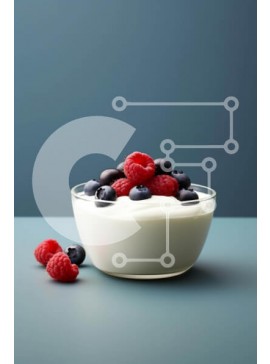 Σετ των 2 Intra Συλλεκτικό Ξύλινο Παζλ Plywood  4mm - Μπολ με γιαούρτι με μούρα και σμέουρα σε μπλε φόντο Σε Ξύλινο Κουτί - Διαστάσεις: 10x10 cm – 25 κομμάτια