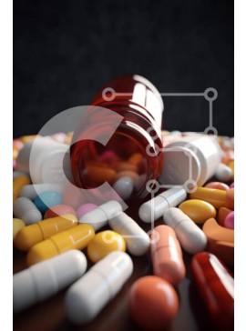 Intra Συλλεκτικό Ξύλινο Παζλ Plywood  4mm - Χάπια και κάψουλες διάσπαρτα στο τραπέζι Σε Ξύλινο Κουτί - Διαστάσεις Puzzle: 10x10 cm – 25 κομμάτια