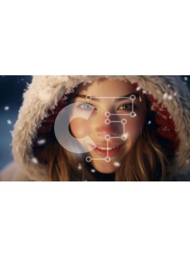 Intra Συλλεκτικό Ξύλινο Παζλ Plywood  4mm - Νεαρή γυναίκα που χαμογελά στο χιόνι Σε Ξύλινο Κουτί - Διαστάσεις Puzzle: 10x10 cm – 25 κομμάτια