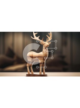 Intra Συλλεκτικό Ξύλινο Παζλ Plywood  4mm - Ξύλινο άγαλμα ελαφιού στο τραπέζι Σε Ξύλινο Κουτί - Διαστάσεις Puzzle: 10x10 cm – 25 κομμάτια
