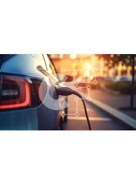 Intra Συλλεκτικό Ξύλινο Παζλ Plywood  4mm - Μπλε φόρτιση ηλεκτρικού αυτοκινήτου στον ηλεκτρικό σταθμό Σε Ξύλινο Κουτί - Διαστάσεις Puzzle: 10x10 cm – 25 κομμάτια