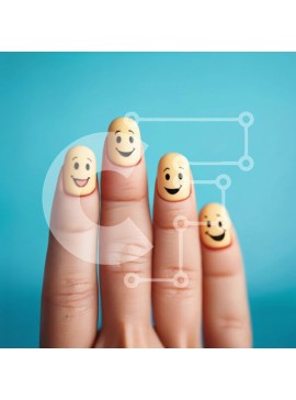 Σετ των 2 Intra Συλλεκτικό Ξύλινο Παζλ Plywood  4mm - Περιποιημένα νύχια με σχέδια Smiley Face Σε Ξύλινο Κουτί - Διαστάσεις: 10x10 cm – 25 κομμάτια