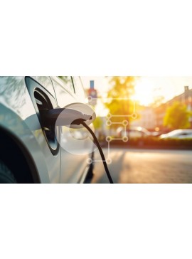 Intra Συλλεκτικό Ξύλινο Παζλ Plywood  4mm - Λευκό ηλεκτρικό αυτοκίνητο που φορτίζει σε σταθμό Σε Ξύλινο Κουτί - Διαστάσεις Puzzle: 10x10 cm – 25 κομμάτια