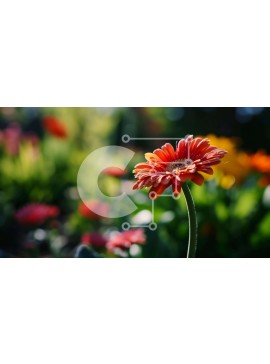 Intra Συλλεκτικό Ξύλινο Παζλ Plywood  4mm - Ζωντανό πορτοκαλί λουλούδι σε ένα χωράφι με πολύχρωμα λουλούδια Σε Ξύλινο Κουτί - Διαστάσεις: 10x10 cm – 25 κομμάτια