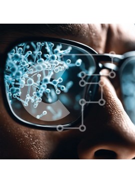 Intra Συλλεκτικό Ξύλινο Παζλ Plywood  4mm - Άνθρωπος με μπλε μοριακά γυαλιά Σε Ξύλινο Κουτί - Διαστάσεις Puzzle: 10x10 cm – 25 κομμάτια