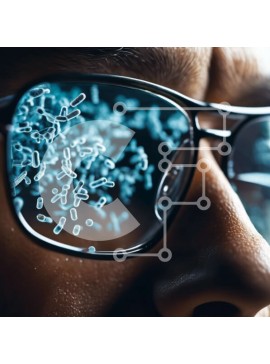 Intra Συλλεκτικό Ξύλινο Παζλ Plywood  4mm - Άνθρωπος που φοράει γυαλιά μερικώς επισκιασμένος από μικροοργανισμούς Σε Ξύλινο Κουτί - Διαστάσεις Puzzle: 10x10 cm – 25 κομμάτια