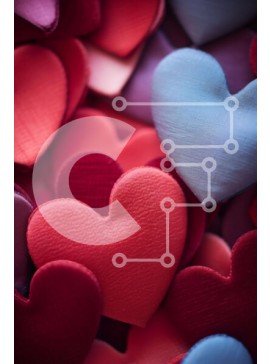 Intra Συλλεκτικό Ξύλινο Παζλ Plywood  4mm - Μαξιλάρια σε σχήμα καρδιάς σε κόκκινο, μπλε και μωβ Σε Ξύλινο Κουτί - Διαστάσεις Puzzle: 10x10 cm – 25 κομμάτια