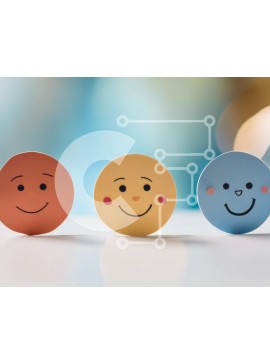 Intra Συλλεκτικό Ξύλινο Παζλ Plywood  4mm - Πολύχρωμα χάρτινα χαμογελαστά πρόσωπα για εκδηλώσεις και πάρτι Σε Ξύλινο Κουτί - Διαστάσεις Puzzle: 10x10 cm – 25 κομμάτια