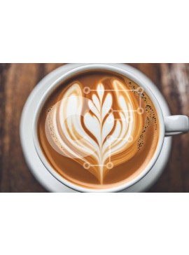 Σετ των 2 Intra Συλλεκτικό Ξύλινο Παζλ Plywood  4mm - Φλιτζάνι καφέ με Latte Art σε ξύλινο τραπέζι Σε Ξύλινο Κουτί - Διαστάσεις: 10x10 cm – 25 κομμάτια