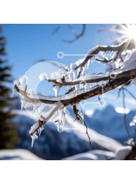 Intra Συλλεκτικό Ξύλινο Παζλ Plywood  4mm - Παγάκια στο κλαδί δέντρου με το φως του ήλιου Σε Ξύλινο Κουτί - Διαστάσεις: 10x10 cm – 25 κομμάτια